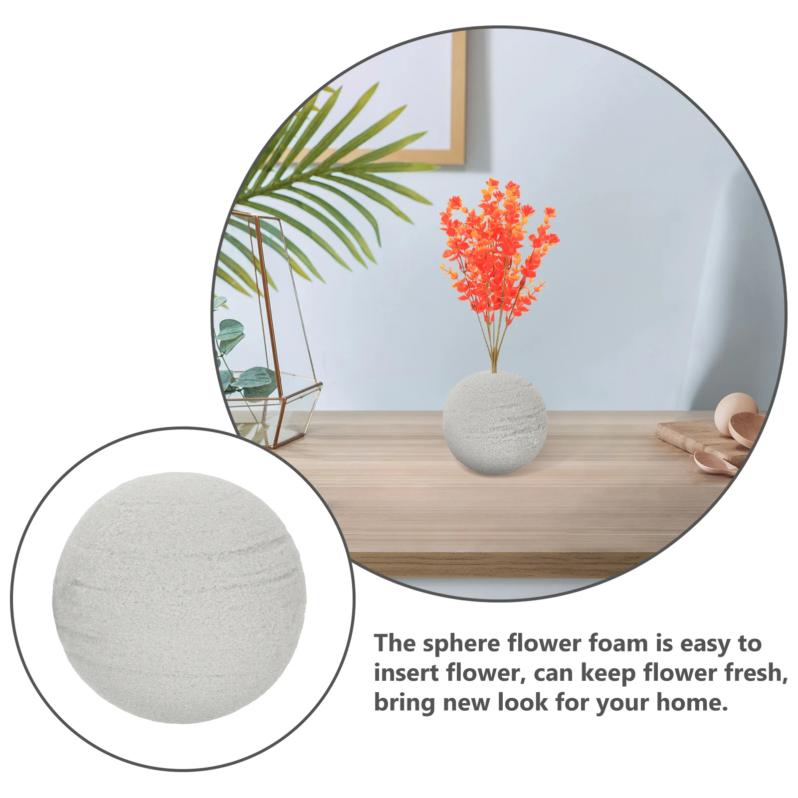 2 Pcs Flower Mud Sphere Foams Ball Wet Round Floral Artificial Flowers Bouquet Plant Phenolic Resin Balls Office