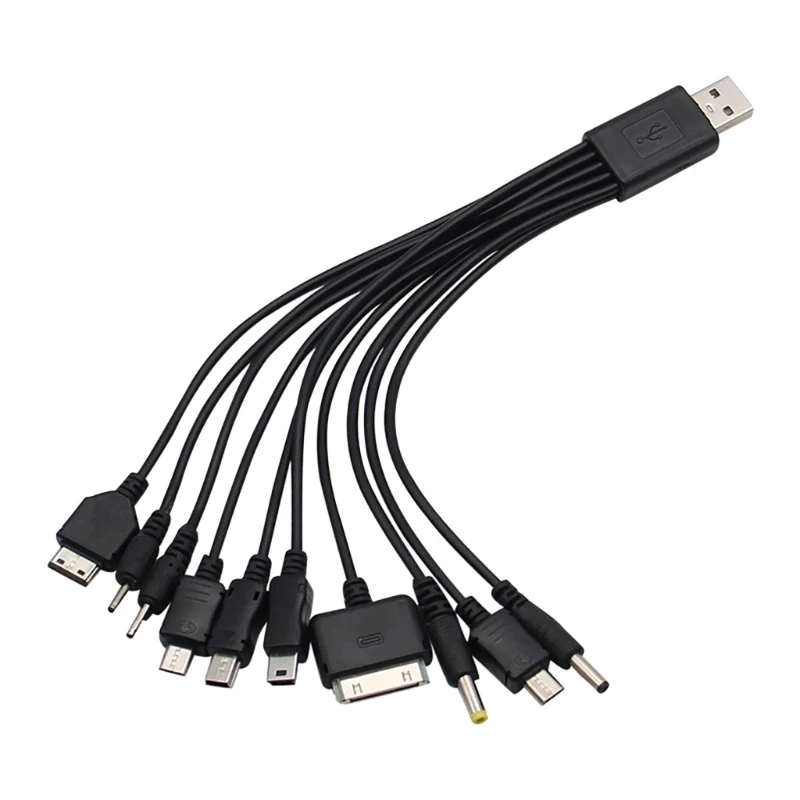 

Universal USB To Multi Plug Cell Phone Charger Cable 10 in 1 USB Cable For Smartphone Charger Cable 20CM/7.87in Dropship