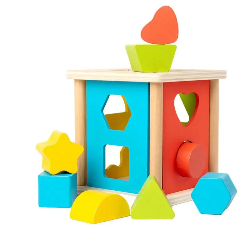 

Shape Sorter Wooden Shape Sorter Toy 8 Building Blocks Geometry Learning Matching Sorting Gifts Didactic Classic Toys For Baby