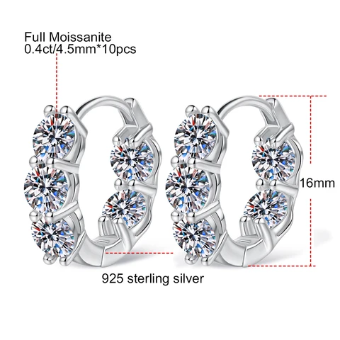 Серьги-кольца Sweetrain муассанит серебро 925
