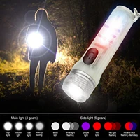 mini torch with buckle uv red led flashlight usb rechargeable tactical keychain pocket lamp waterproof light for outdoor camping