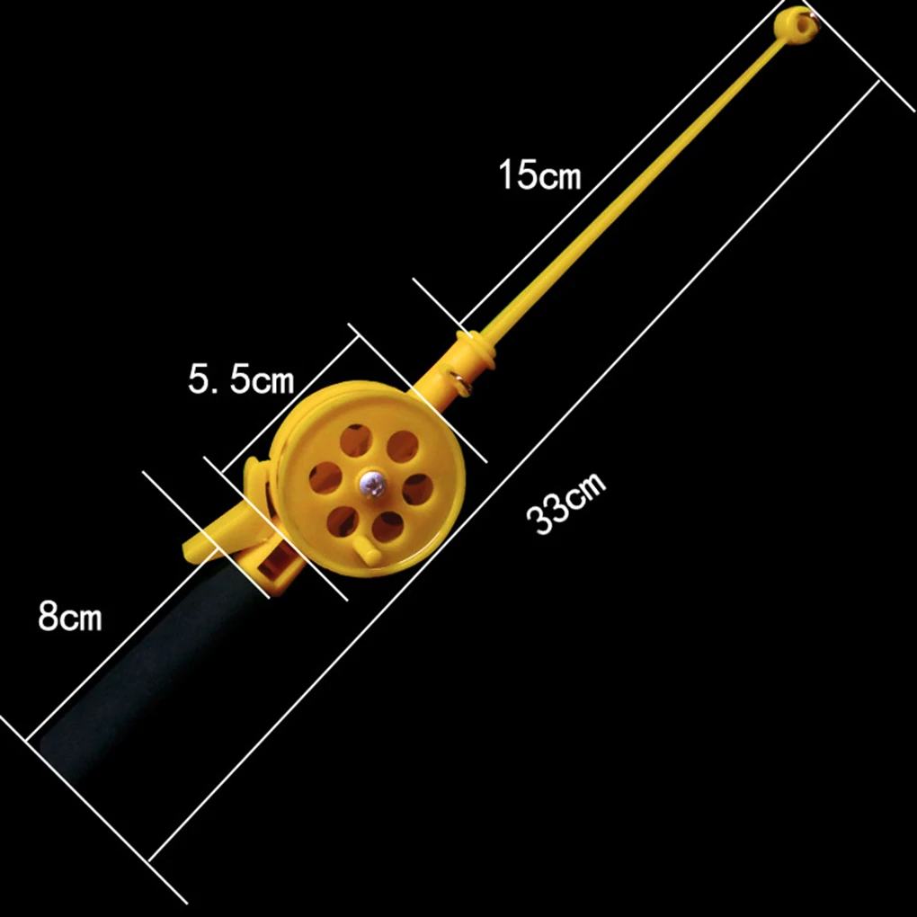 33cm Mini Ice Fishing Rod Yellow Plastic Beginner Children Lake Pond River Fishing Reel Pole Winter Outdoor Fishing Rod