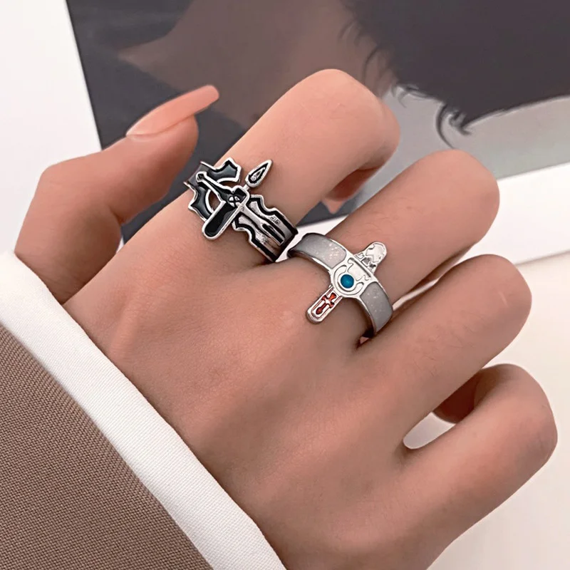

Винтажное модное простое темпераментное геометрическое открытое регулируемое парное кольцо с крестом ювелирные изделия