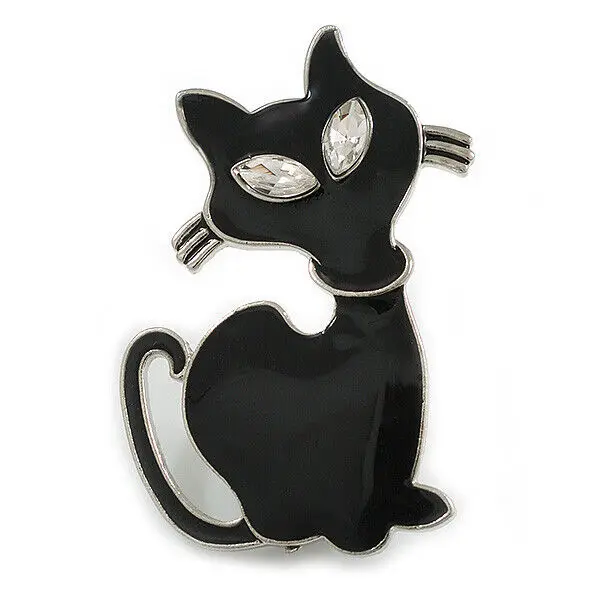

Fashion Black Cat Brooch Enamel Alloy Glazed Animal Corsage Buckle Pin Simple Clothing Accessories