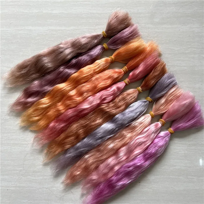 S Handrooted Reborns Doll Pure Mohair Pink Coffee Red Brown Orange Colors Bjd 1/4 Ob11 Dolls Mohair Wigs Hair Accessor