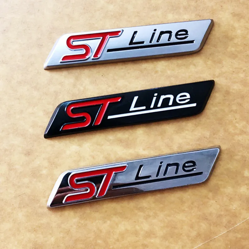 

1 металлическая хромированная матовая черная Автомобильная эмблема STline ST line, автомобильная наклейка, 3D наклейка, Эмблема для Ford Focus ST Mondeo