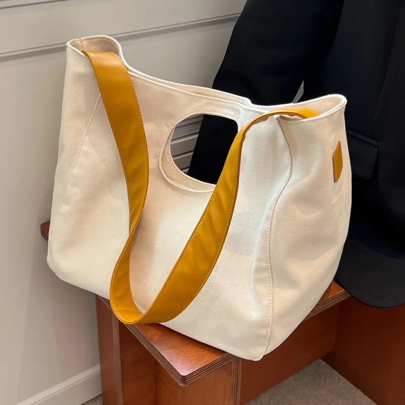 

Simple Casual Canvas Women Shoulder Bag Large Capacity Tote Handbags Summer Canvas Crossbody Bag Versatile Female Purse Bags