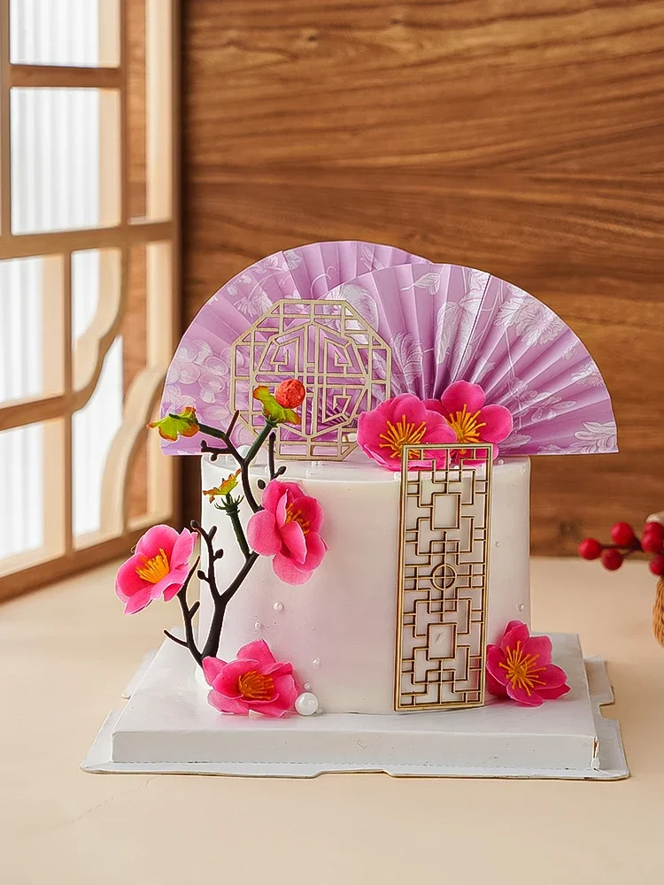 

Socket Boho Decor Cake topper Party Cupcake Toppers Birthday Folding Fan Shaped Picks Paper Baby Bar Fruit