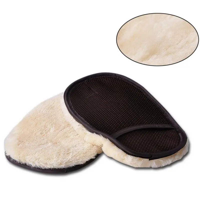 

Мягкая шерстяная перчатка из микрофибры кремового цвета для мытья автомобиля, перчатка для чистки автомобиля, толстые двусторонние перчат...