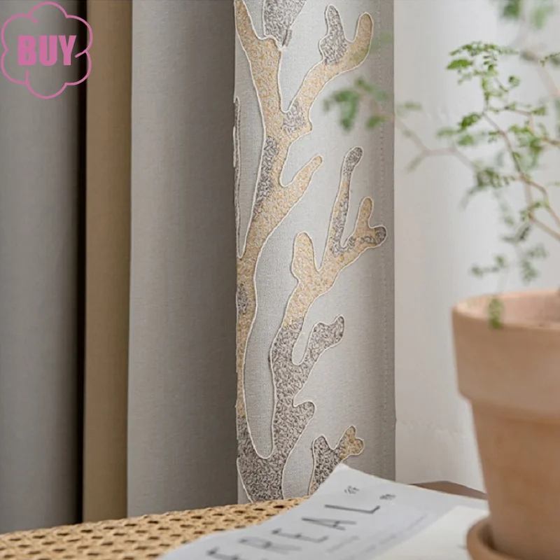 

Modern Curtains for Living Dining Room Bedroom Minimalist Luxury Embroidery Color Matching Embroidery Window Room Decor