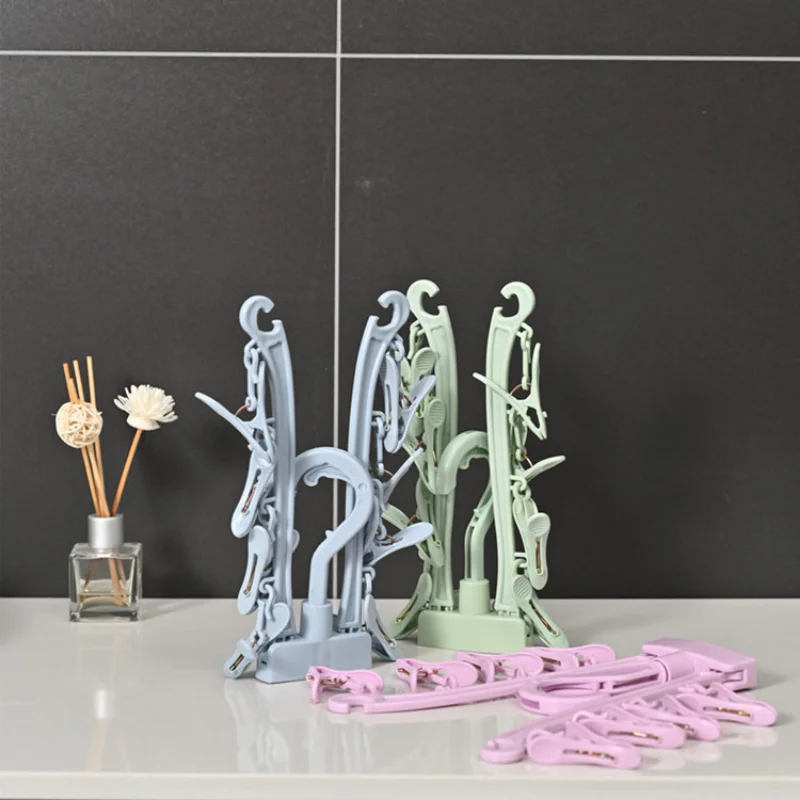 

Sock Drying RackClips Plastic Laundry Clothes Hanger Rotatable Hanger Sock Dryer Foldable Portable Clothes Drying Rack