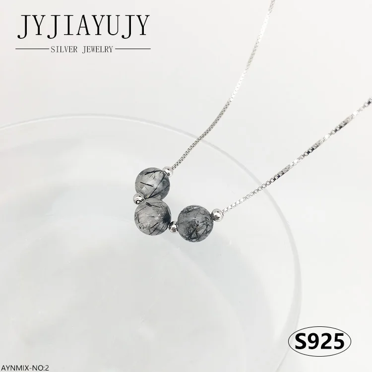 

JYJIAYUJY 100% Sterling Silver S925 Necklace Circular Shape Black Color Beads Fashion Hypoallergenic Jewelry Gift AYNMIX-SP-NO:2