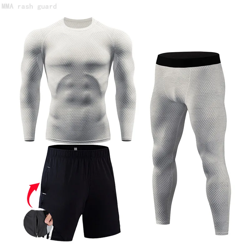 

NEW Winter Thermal Underwear Men Warm Fitness Fleece Legging Tight Undershirts Compression Quick Drying Thermo Long Johns Sets