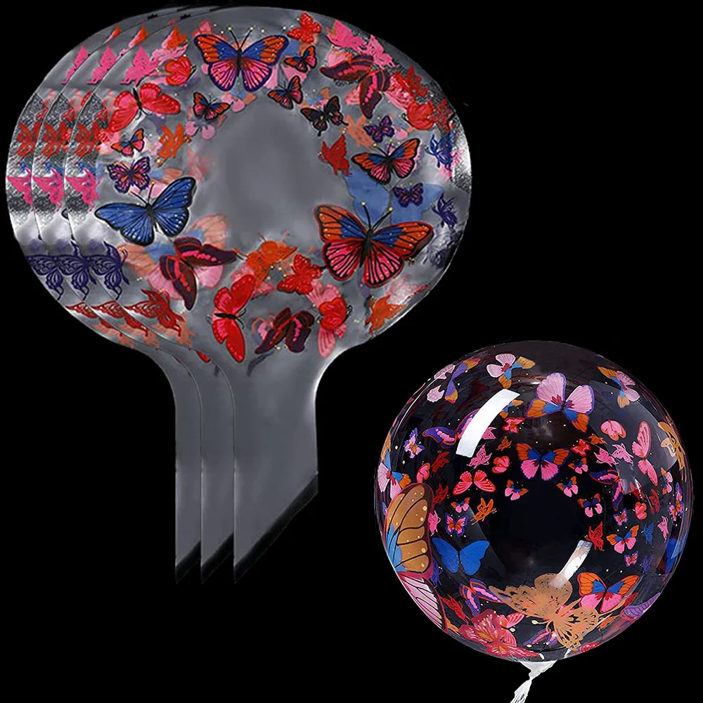

3/5 pieces Butterfly Printing Transparent Bobo Bubble Balloons Girls Wedding Birthday Party Decoration