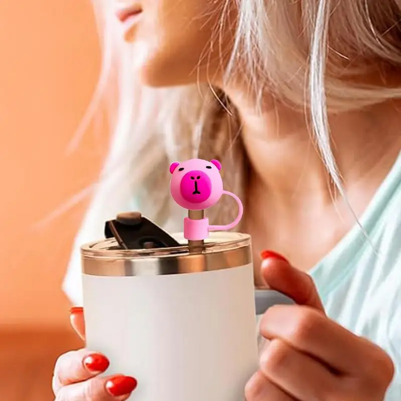 Топпер для соломинки соломенные колпачки с мультяшными животными силиконовые