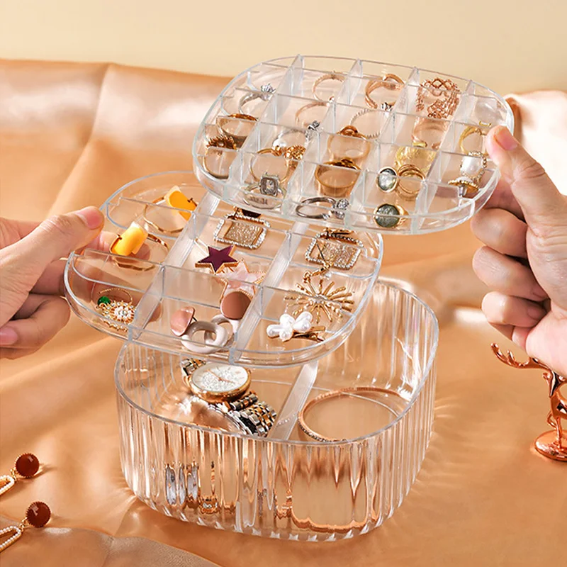 

Jewelry Storage Box Multi-Layer For Rings Earrings Necklaces Container Large Capacity Organizer Case Transparent