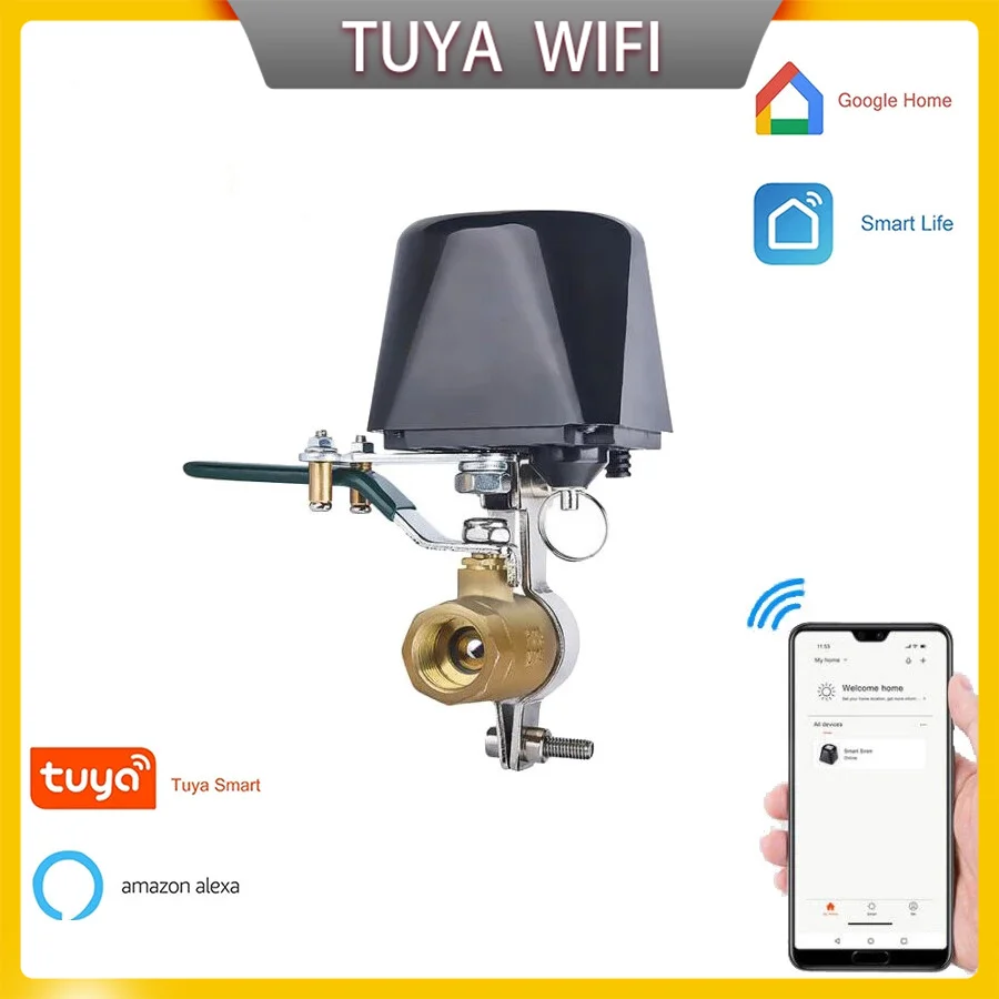 

Gas Water Valve Smart Tuya WiFi Home Wireless Control Watering System Shut Off Controller Work with Alexa/Google Home