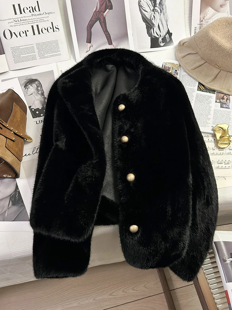 Зимнее норковое пушистое короткое пальто женское утолщенное зимнее 2024 новая