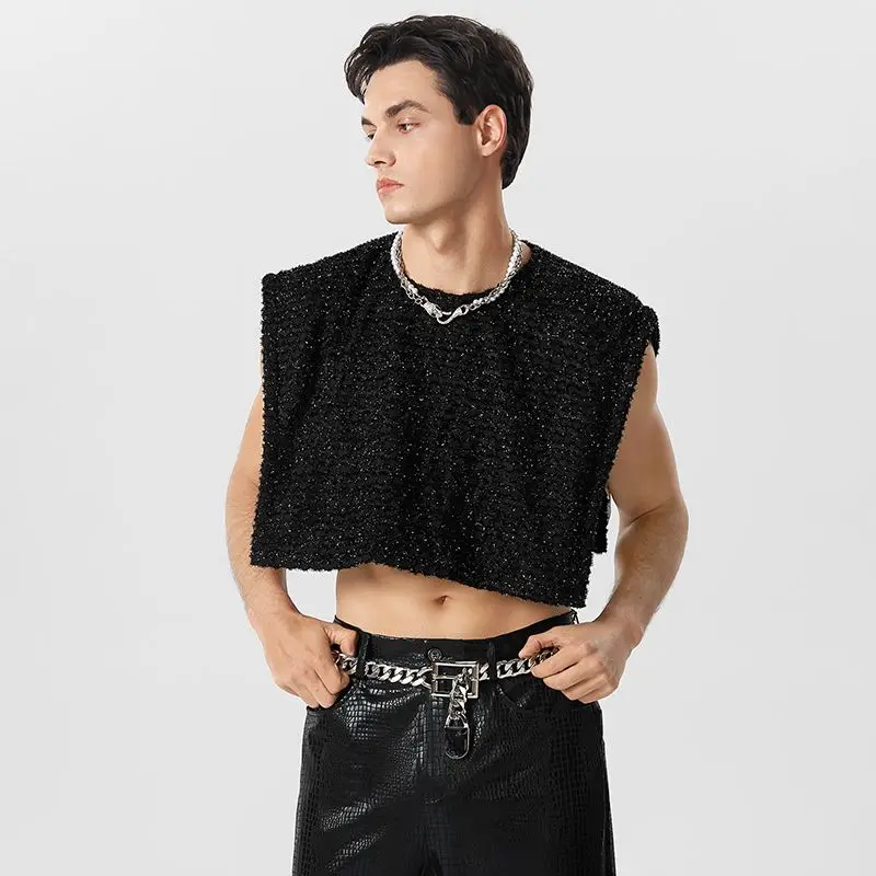 

Fashion Men Tank Tops Shiny O-neck Sleeveless Split Side 2023 Vests Sexy Party Streetwear Sparkling Men Clothing S-5XL INCERUN