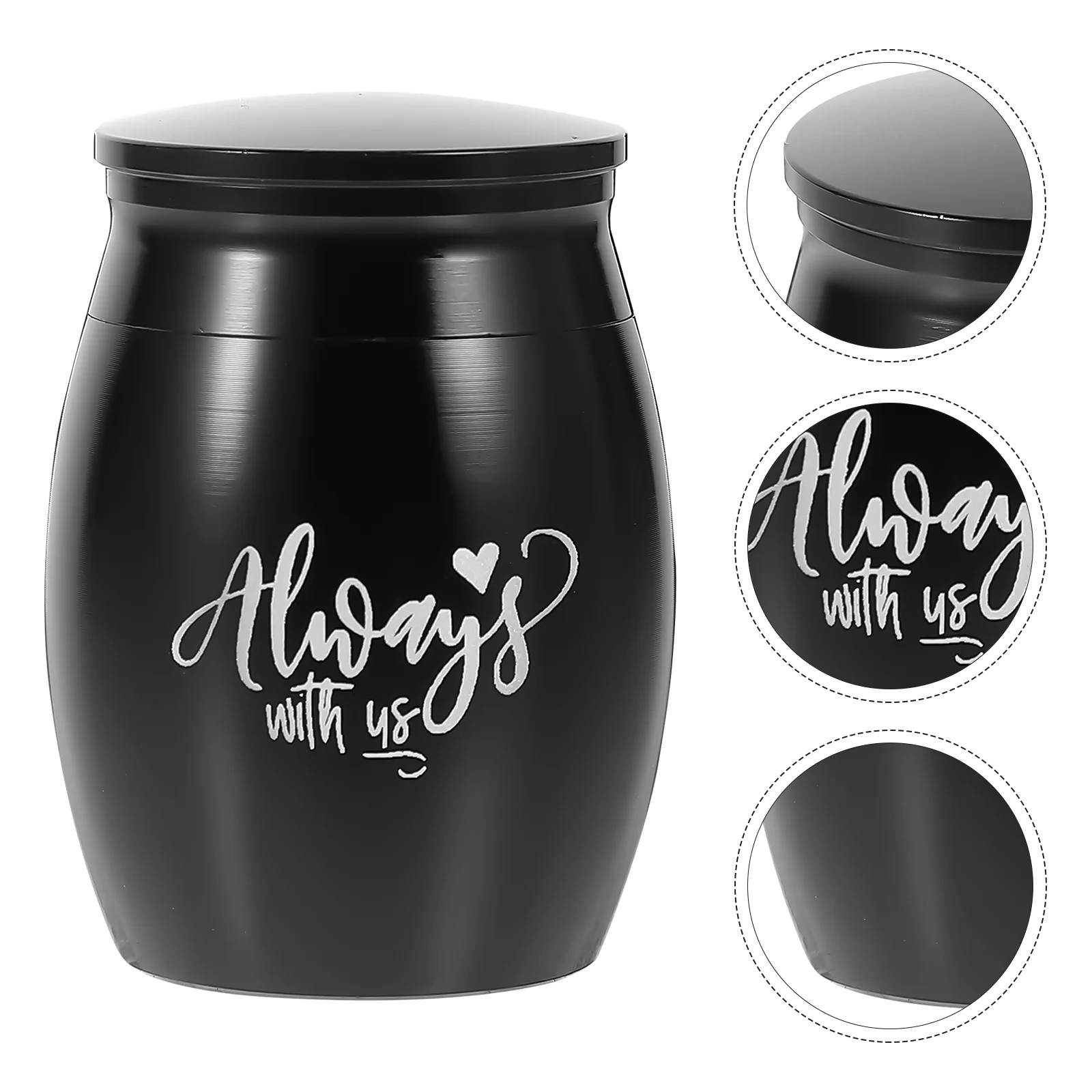

Mini Containers Dog Urn Pet Bone Ashes Portable Cat Sealed Cinerary Casket 4X3X3CM Black Stainless Steel Keepsake