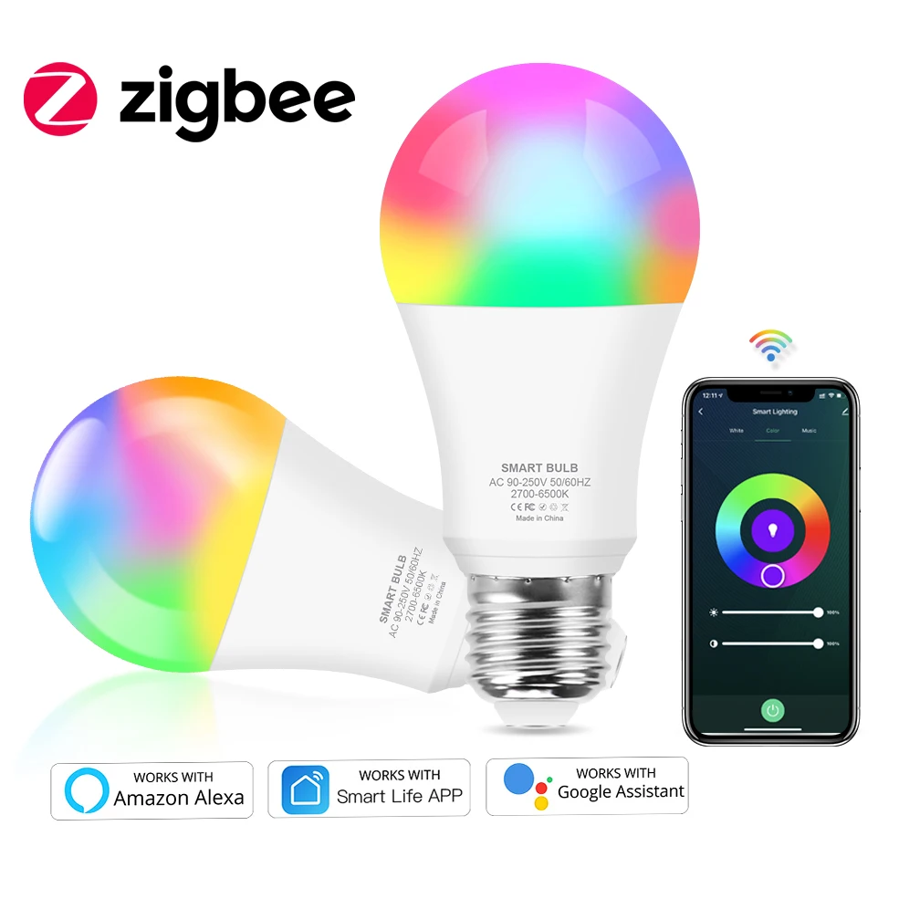 

Zigbee 3.0 Tuya Smart Led Lamp Bulb Light E27 220V Siri RGB+CW+WW Color Works with Smartthings Alexa Echo Hub Google Home