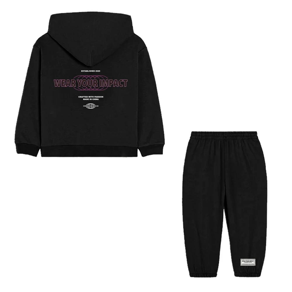 Детский пуловер с капюшоном и спортивные штаны костюм для мальчиков девочек