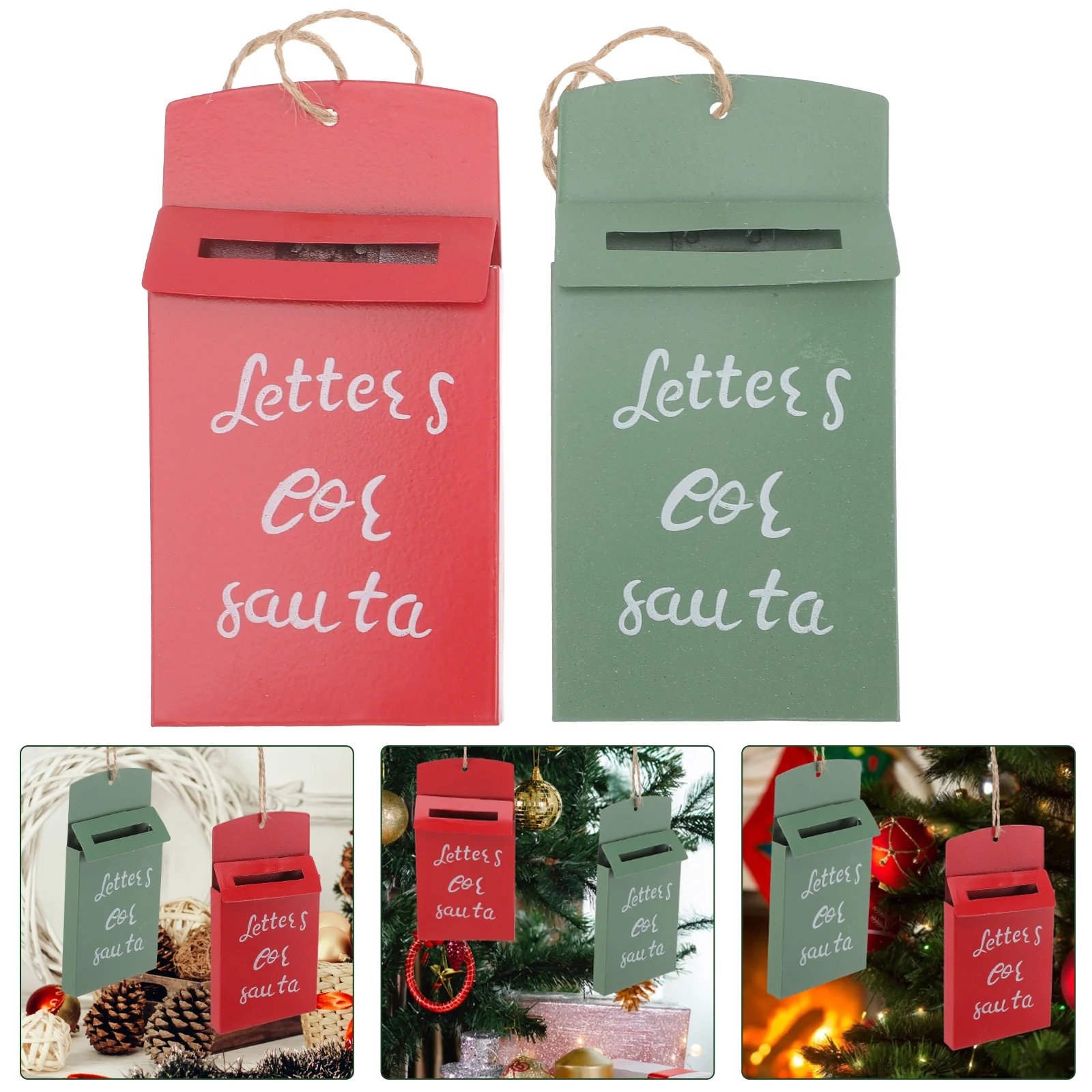 

Christmas Tree Mailbox Pendants Party Ornaments Letter Decor Props Decoration Hanging Santa Letters Metal Merry Holiday Case