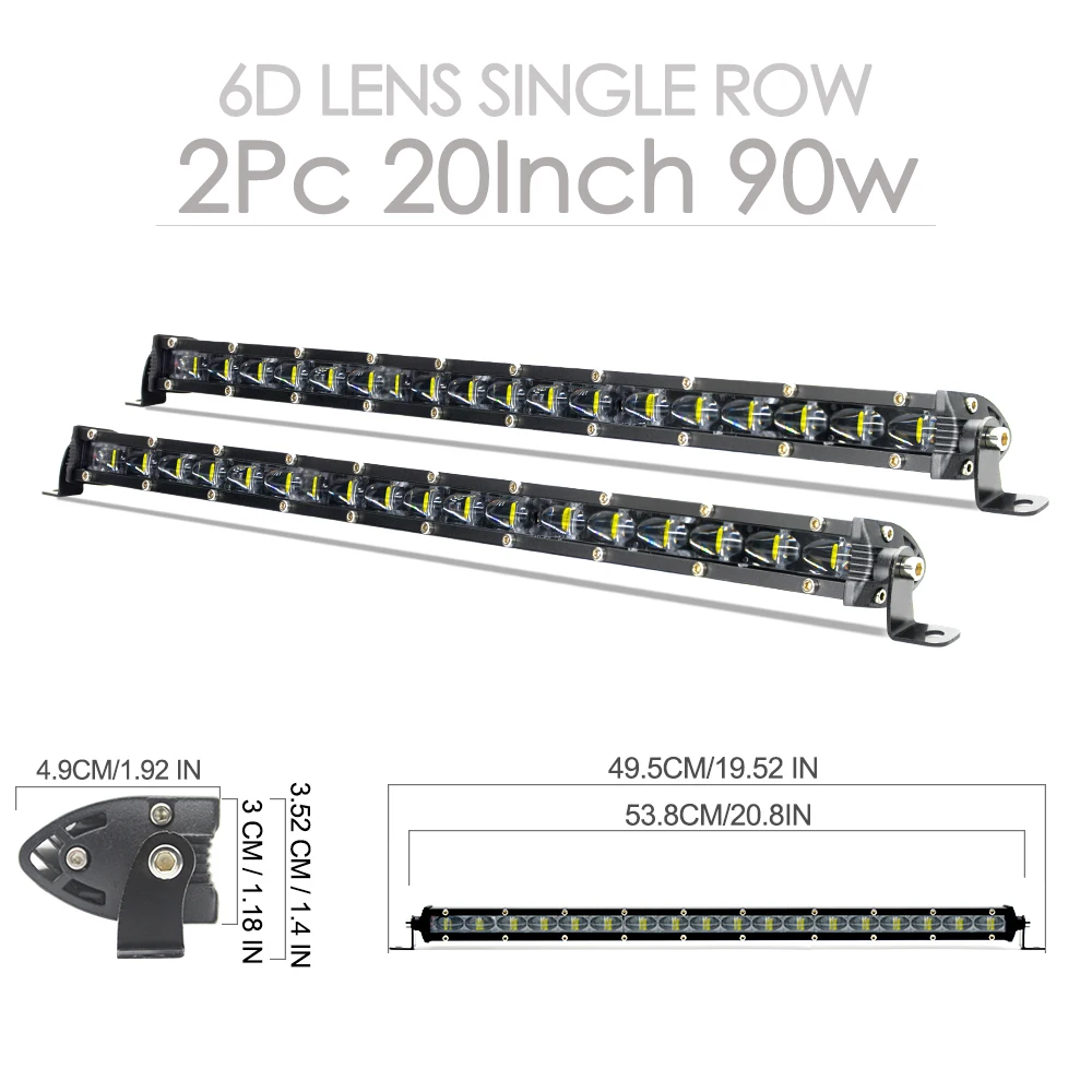 1/2PCS 6D Lens 20inch 90W LED Work Light Bar Off Road Accessories 4x4 Foglight Led Combo Beam For Car Truck Auto Side Light ATV