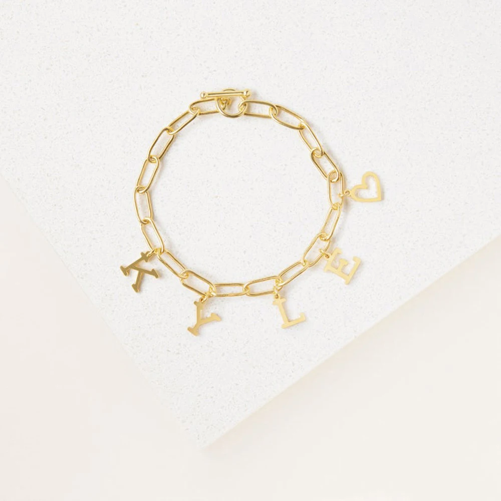 Personalized Name Letter Charms Bracelets for Women Fashion Custom Stainless Steel Jewelry Gifts Couple Bracelet Femme Pulseiras