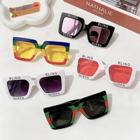 2022 girl boys personalized street shooting rectangle with letters sunglasses children lovely sunglasses kids uv400 sunglasses