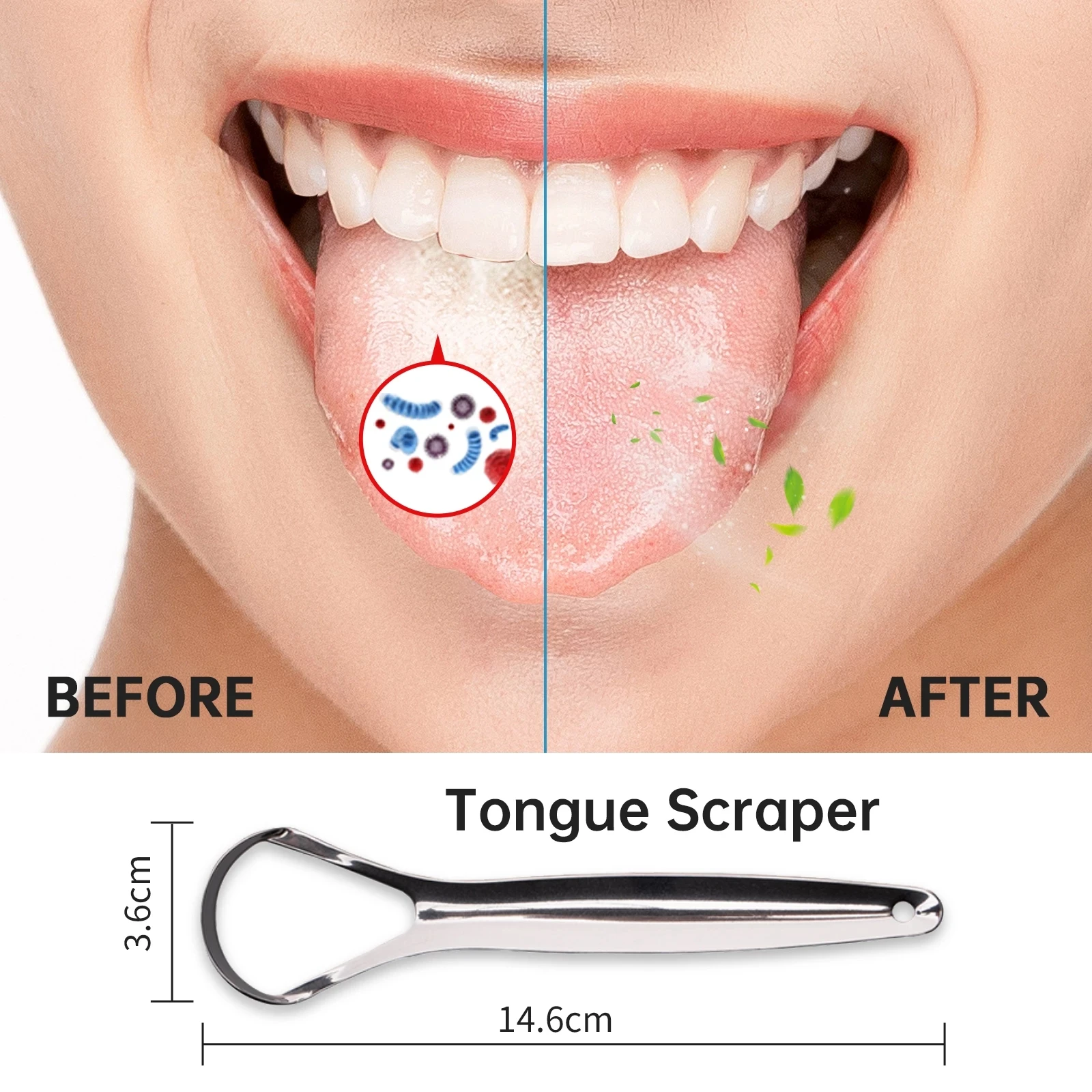 

Hot Sale Stainless Steel Tongue Scraper Metal Cleaner Reusable & Eco-friendly Brush Fresh Breath Oral Care