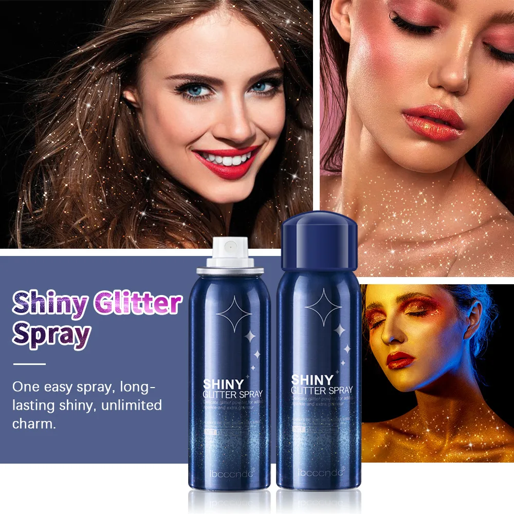 Party Star Spray Body Hair Clothes Shiny Glitter Spray Long-lasting Waterproof and Sweatproof Nightclub Spray Striking