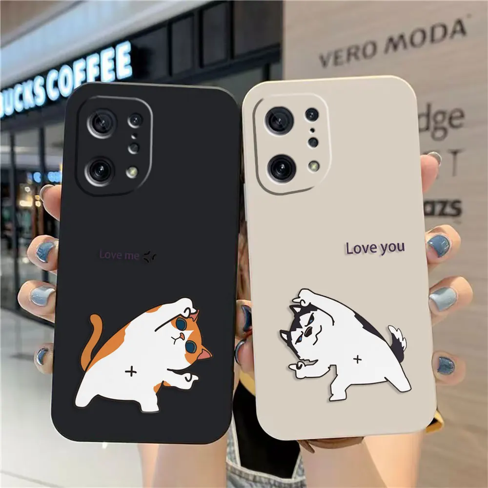

Phone Case For OPPO OPPO FIND X5 X6 X3 X2 REALME 5 6 7 X7 X50 RENO ACE 2 4G 5G PRO Case Funda Cqoue Shell Capa Funny Couple Cats