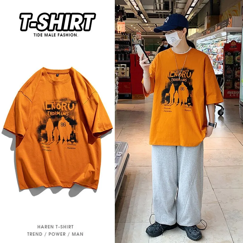 

2022 Print Casual T Shirts Tee Tops Summer Men Hip Hop Short Sleeve Streetwear Fashion Harajuku Casual Male Tshirts