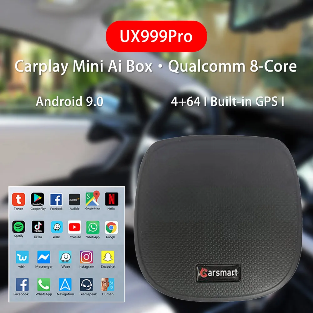 

Ux999 Pro Wireless Carplay Dongle Wireless Android Auto for YouTube Netflix GPS 4G LTE BT Smart Car Multimedia Ai Box Android