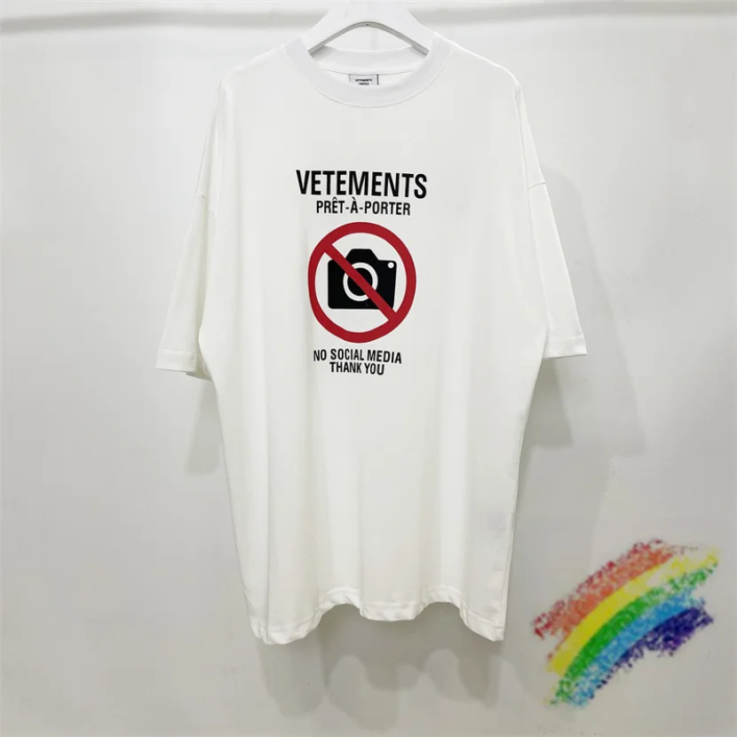 

2023ss Vetements T-Shirt Men Women 1:1 Oversized NO SOCIAL MEDIA THANK YOU T Shirt Tops Tee VTM