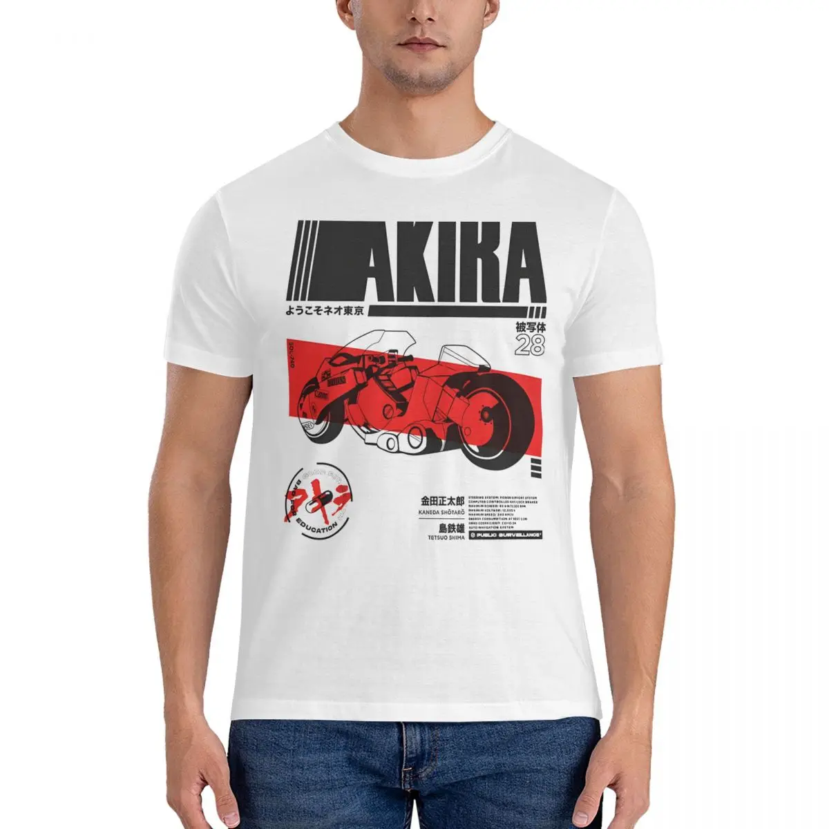 Мужская футболка TETSUO для отдыха 100% хлопок футболки с коротким рукавом AKIRA круглым