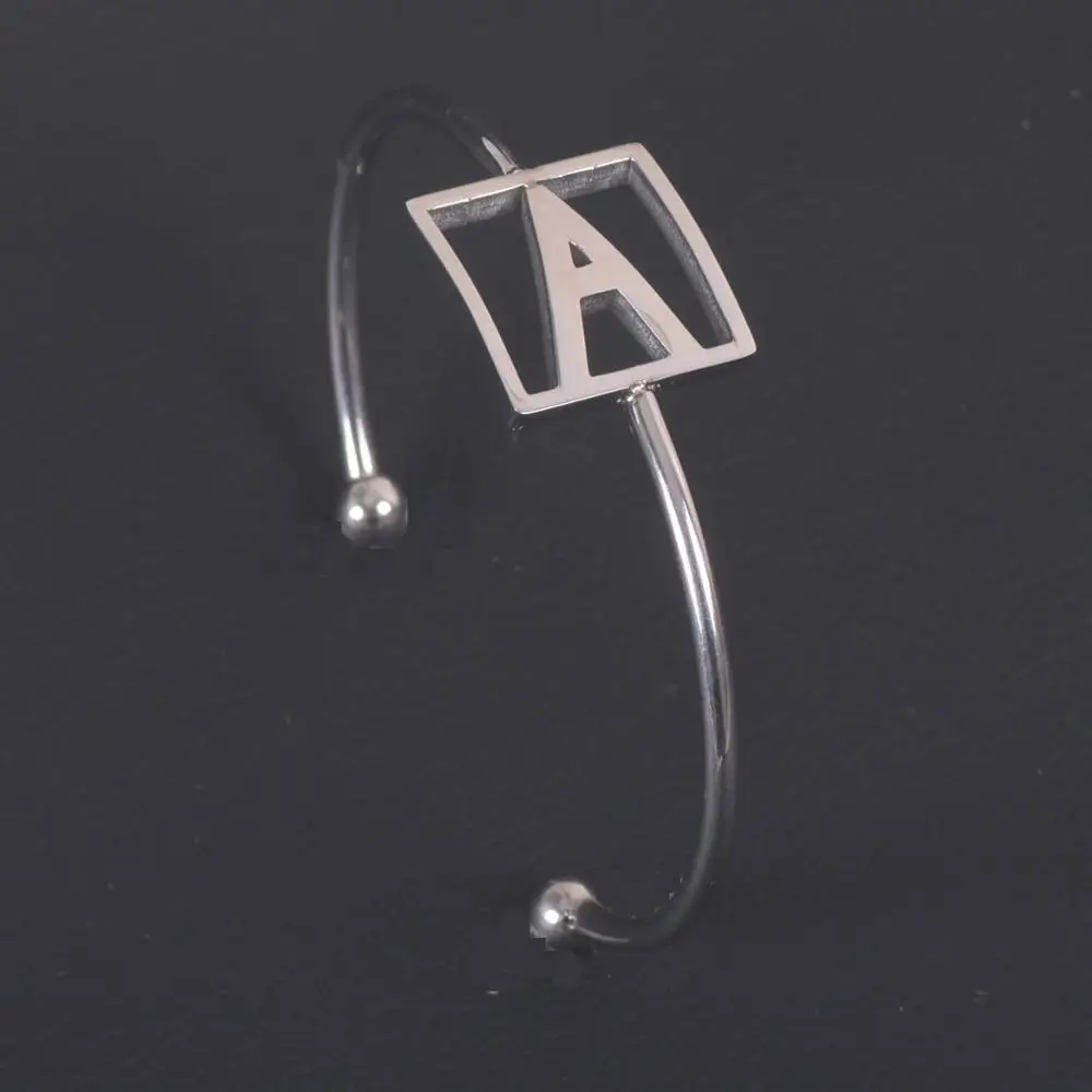 

New Arrive Letter Bangle Stainless Steel Silver Color Name Pendant Chain 45cm