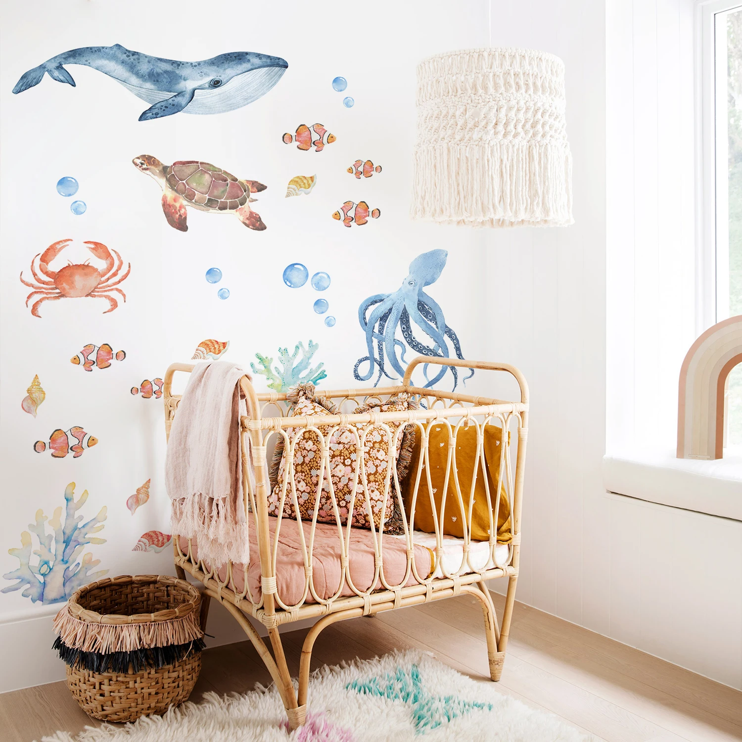 

Funlife®Водостойкая Настенная Наклейка «Осьминог» с изображением китов