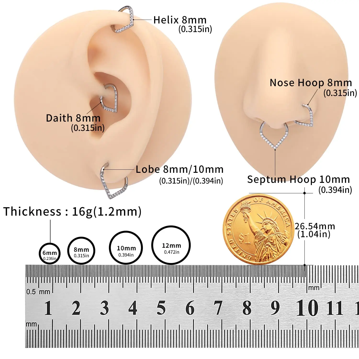 Titanium Teardrop Piercing Nose Ring Clicker Helix Cartilage Tragus Earrings Hoop Hinged Septum Fashion Body Jewelry