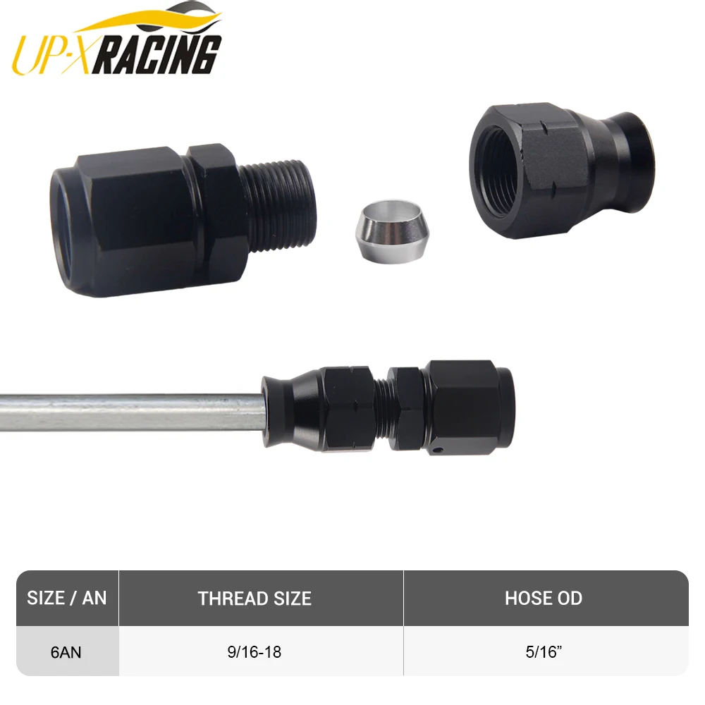 

Straight 6AN Male Flare to 5/16" (OD 8mm) Tube Hose Fitting Adapter Fuel Hard Line Pipe Aluminum Black Anodized