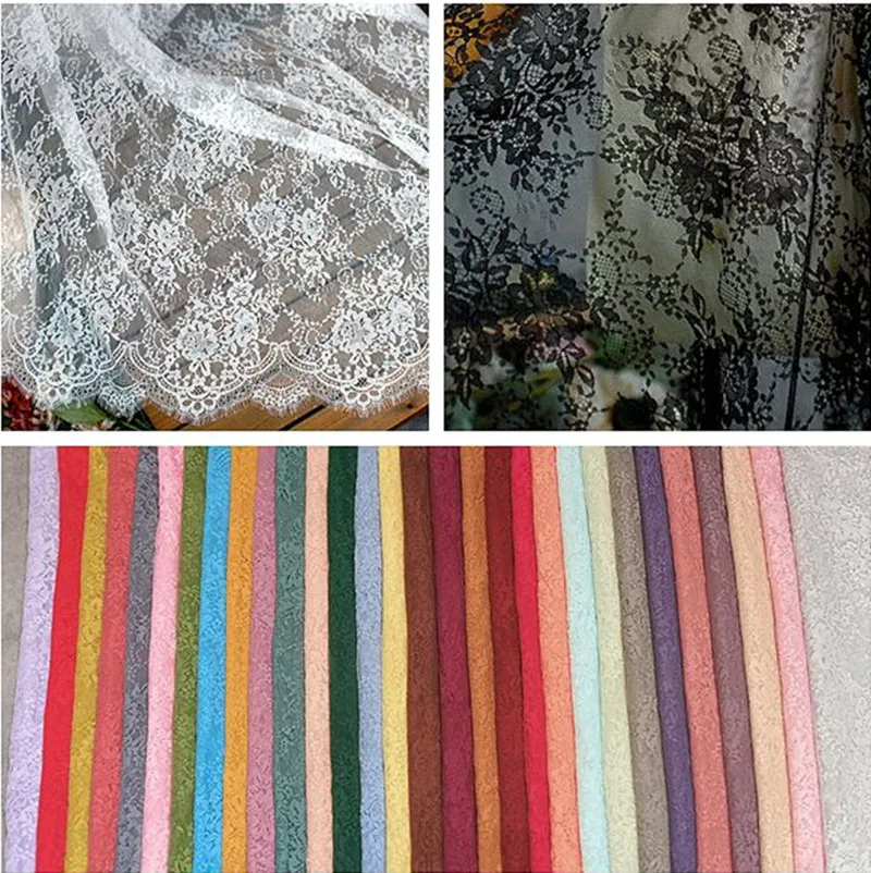 3Meter/Lot Nylon Eyelash Lace Fabric 150CM Wide Wedding Dress DIY Clothing Curtain Veil Home Decoration Accessories - купить по