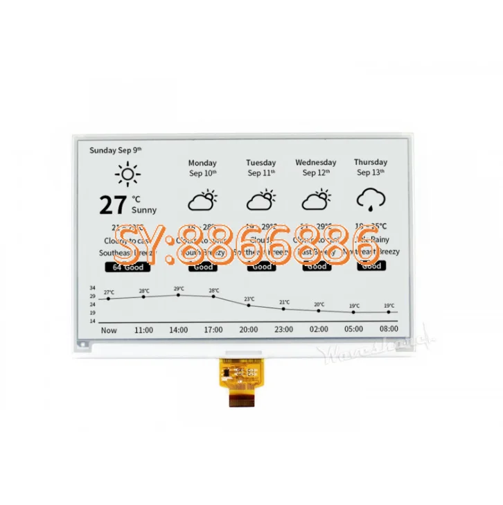 

Waveshare 7.5inch E-Ink Raw Display 800x480 Black White E Paper SPI Interface Compatible with Raspberry Pi 2B/3B/3B+/Zero/Zero W