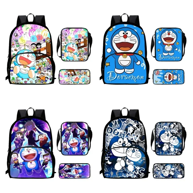 Детские школьные сумки в стиле аниме D-Doraemon с передним карманом на плечо