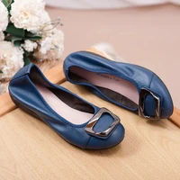 flats women sli on shoes woman genuine leather loafers female shoes moccasins slip on ballet womens shoes plus size 41 42