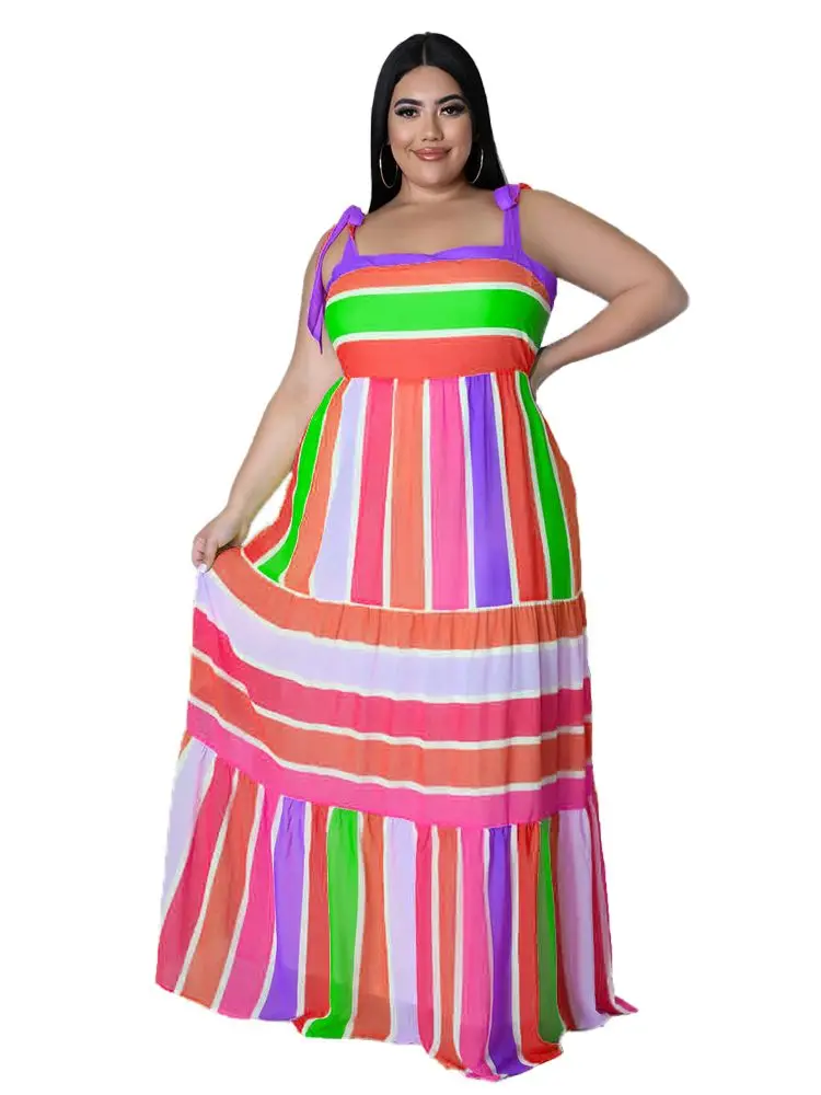 

2022 Women Long Dress Print Sleeveless Strapless Back Hollow Out Stretchy Maxi A-line Dresses Fashoin Vestidos Summer Outfits