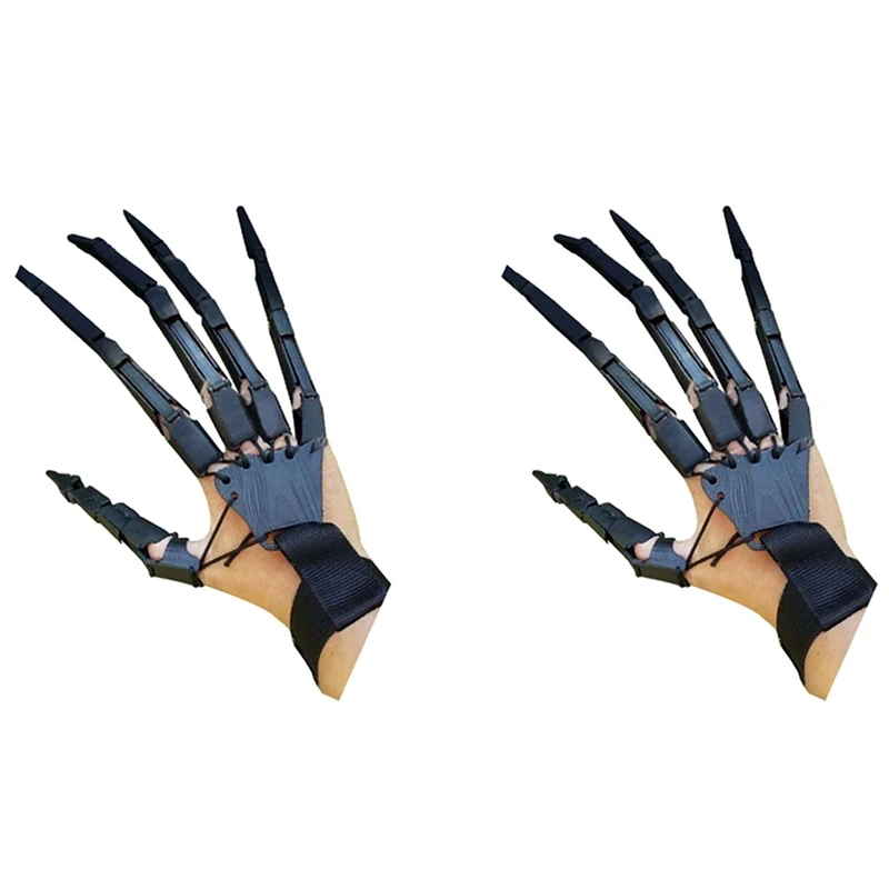 

2Pcs Halloween Articulated Finger Gloves Flexible Funny Halloween Costume Party Ghost Claw Halloween Props Hand Model -4