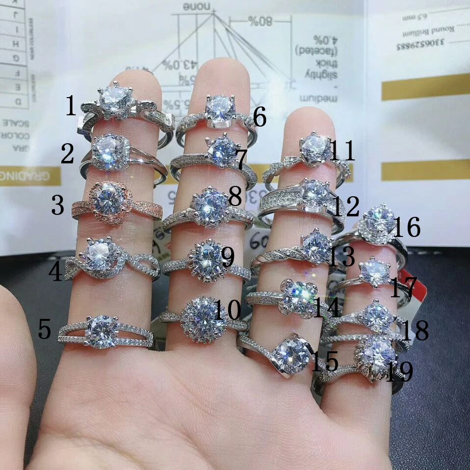 MeiBaPJ 9 Styles VVS1 D Color 1 Carat Moissanite Diamond Rings for Women Real 925 Sterling Silver Charm Fine Wedding Jewelry | Украшения и