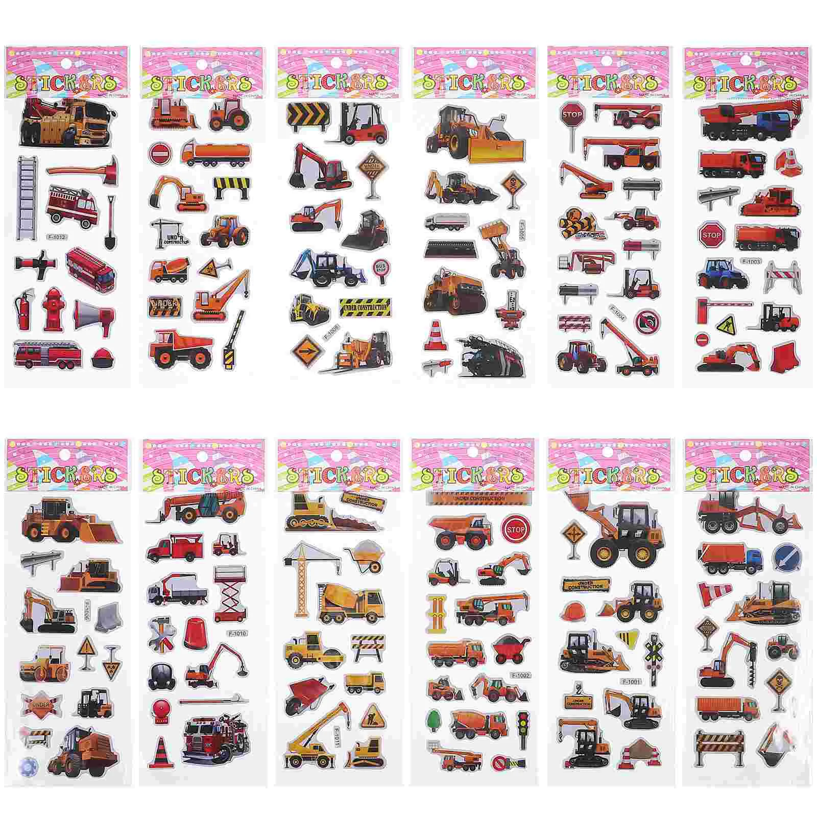 

12 Pcs Sticker Sheets Car Digger Truck Stickers Vehicle Sticker Set for Girls Boys