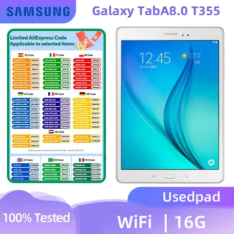 Samsung Galaxy Tab A 8.0 T355 8,0 дюймов WIFI 1024x768 4200 мАч 5 МП камера Android б/у планшет